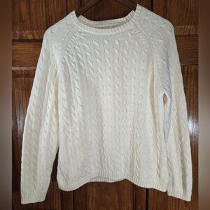 Tommy Hilfiger Cream Cable Knit Crew Neck Cotton Pullover Sweater Sz XL